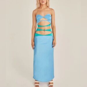 Pepper Mayo Turquoise/Teal top & maxi skirt Set